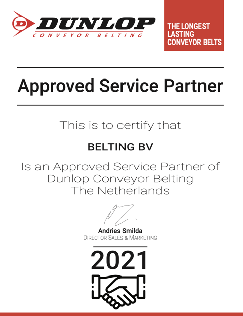 Partenaire approuvé Dunlop Conveyor Belting