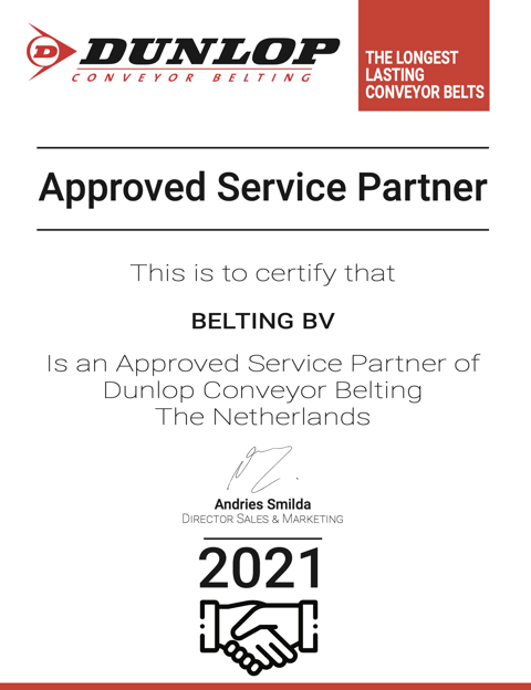 APPROVED SERVICE PARTNER DUNLOP CONVEYOR BELTING